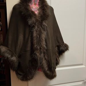 Brown fur lined wrap